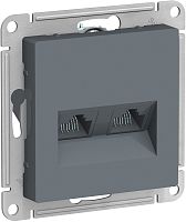 Розетка компьютерная без рамки Systeme Electric AtlasDesign 2-м. RJ45+RJ45 5e грифель картинка